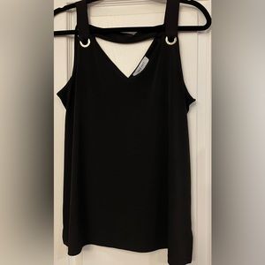 Nine West- Black V-Neck Sleeveless Blouse, Size Medium